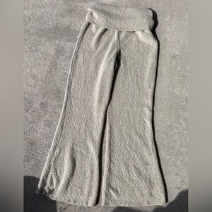 Free people beach fold over knit pants beach stretchy boho wide leg pants